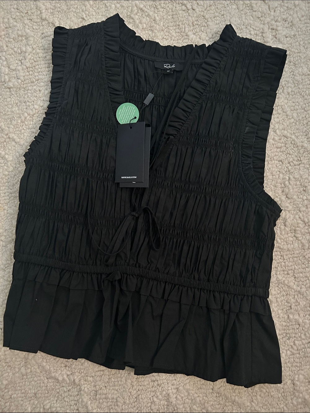 Rails Martine Smocked Top in Black